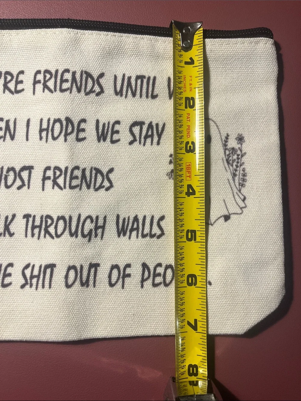 Canvas Ghost Friends Zipper Pouch - Cream NWOT